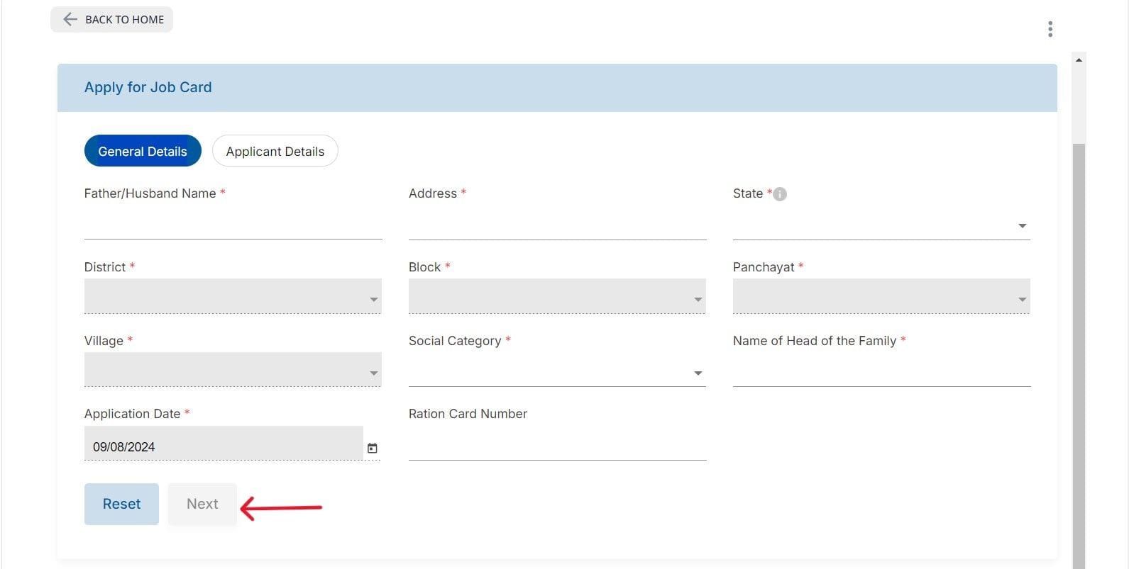 General Details Form NREGA Jonb Card