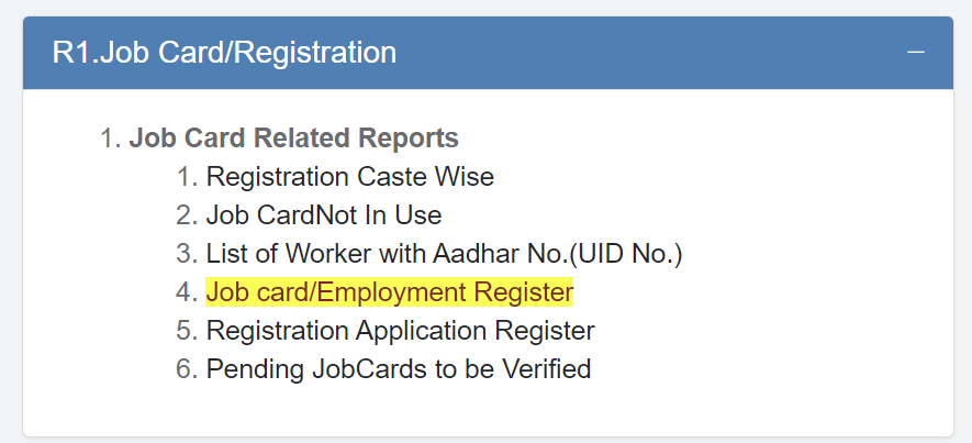 Job Card Register