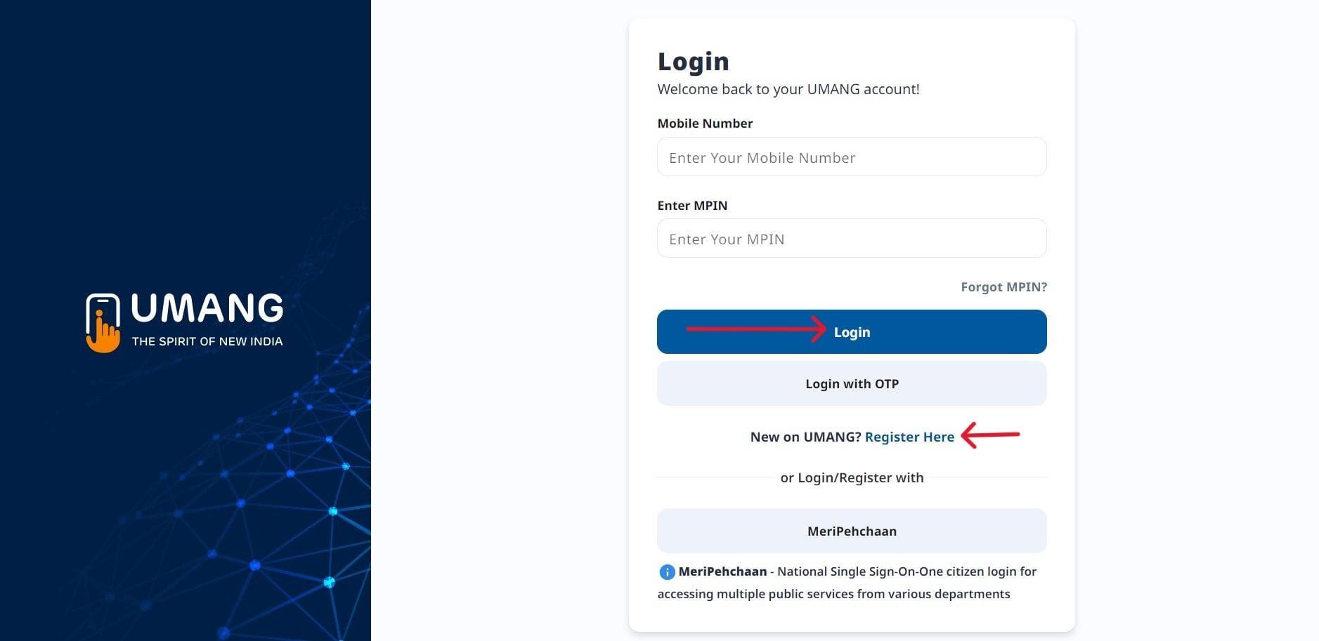 UMANG Login / Register